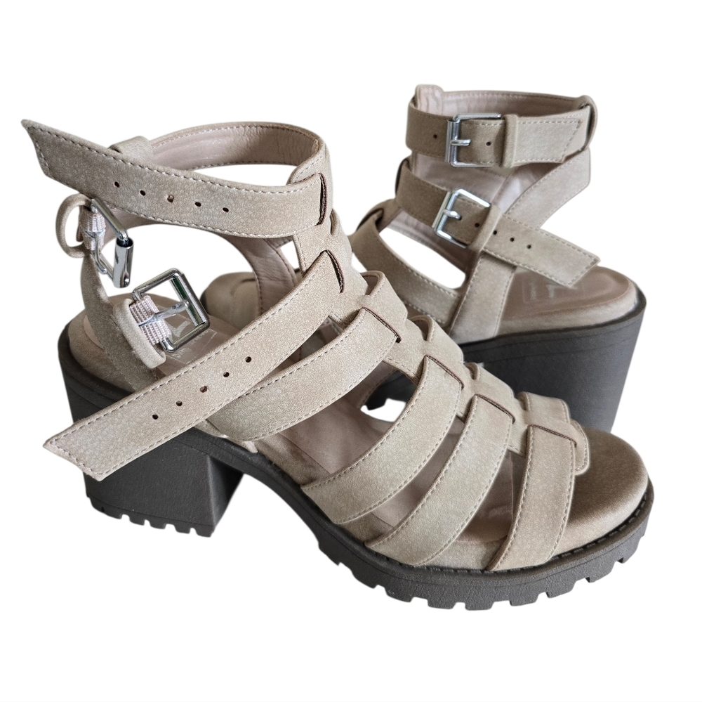 New 🤎 Dirty Laundry Women's Fun Stuff Natural High Heel Gladiator Sandals - Picture 9 of 16